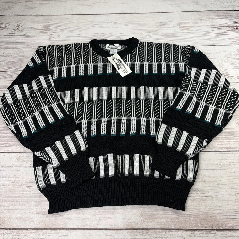 New Vintage Expressions International Men's M Abstract‎ Pattern Striped Sweater